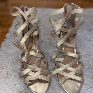 gold strapped heels